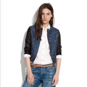 [MADEWELL] Leather/Tweed Bomber Black/Blue (XS)